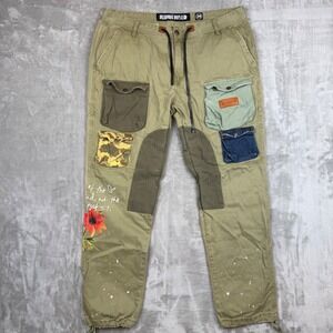 Billionaire Boys Club Patchwork Herringbone Cargo Pants Olive Green Mens 38